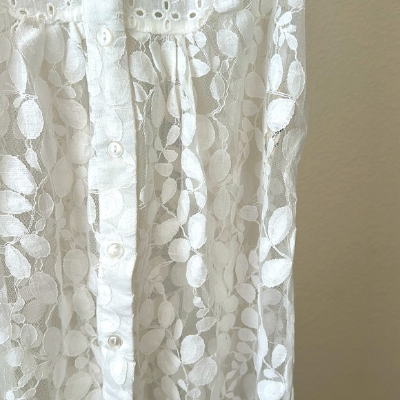 White Sleeveless Eyelet/Lace Dress - Picture 3 of 4